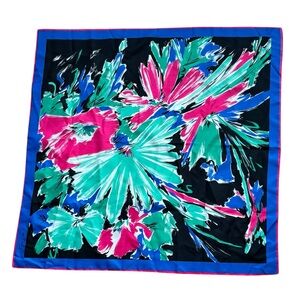 Pierre Cardin Vintage Silk-Feel Abstract Floral Scarf | MCM Mod Italy